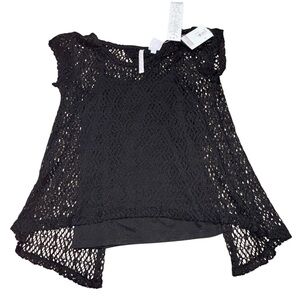 Girls Heart N Crush Small Black Knitted Top Shirt With Necklace NEW